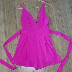 Hot pink romper with tie